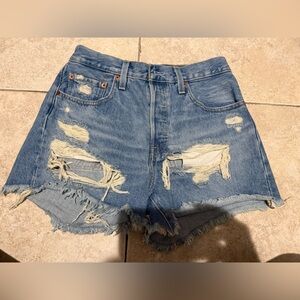 Levi's Light Blue Distressed Jean Shorts